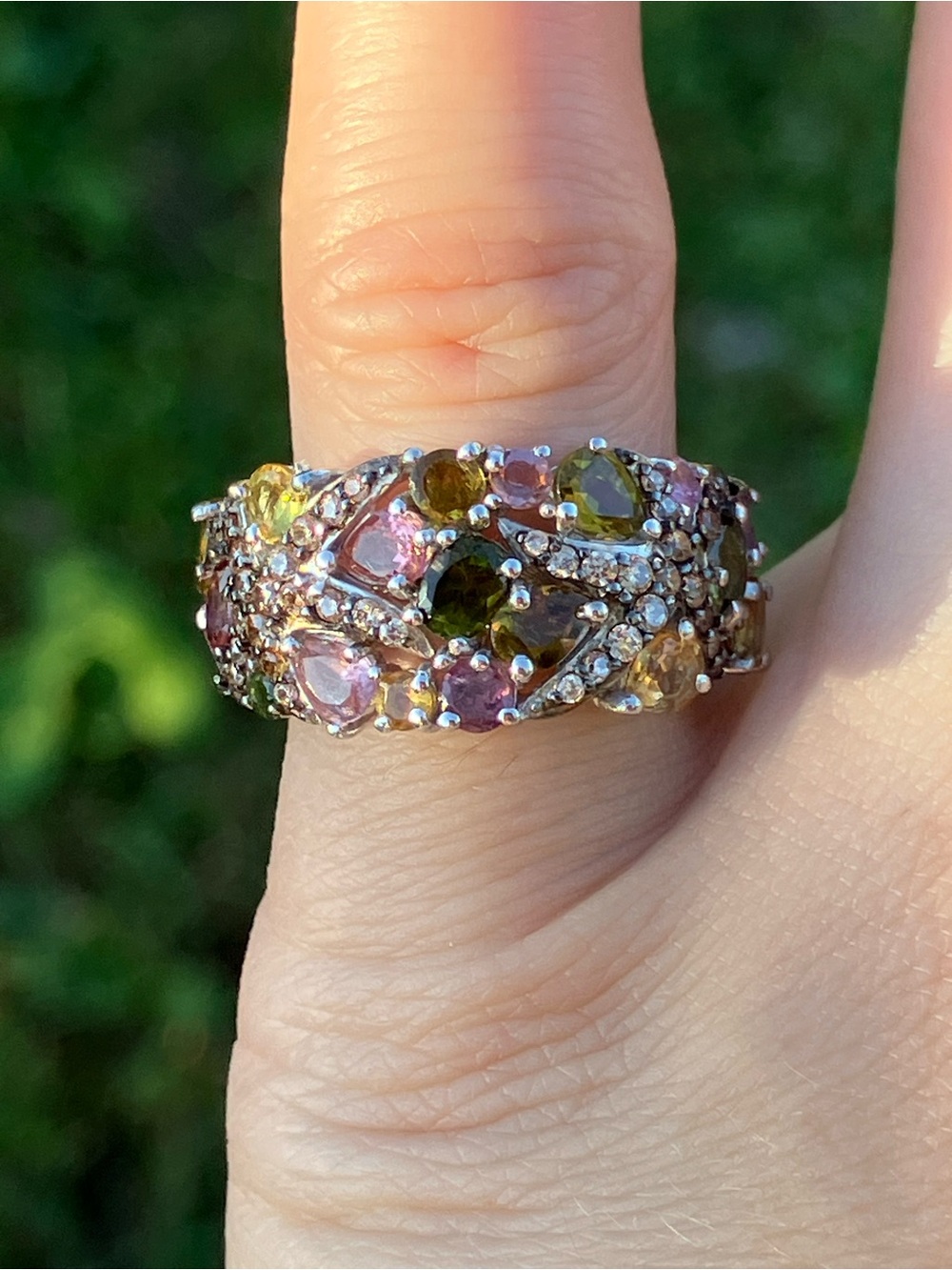 Natural Tourmaline Sterling Silver Ring Size 5